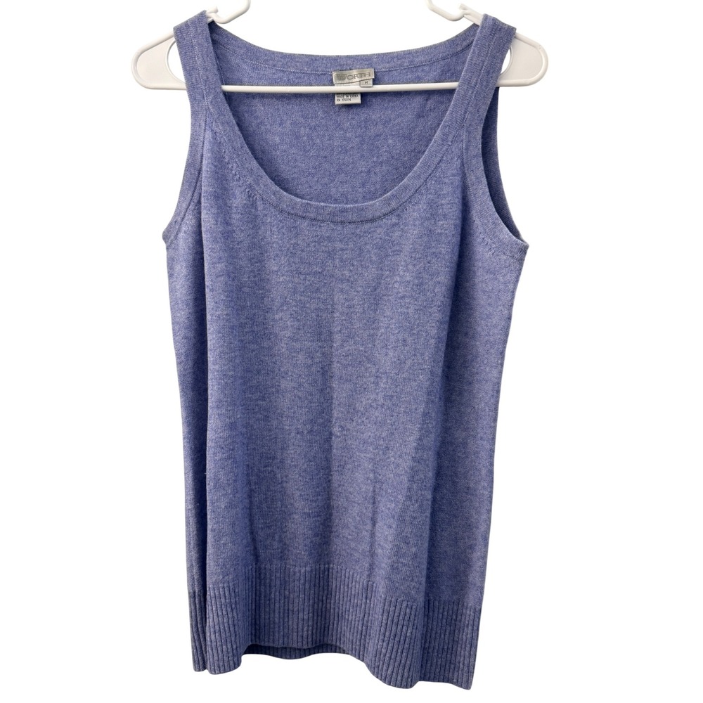 Worth Women Blue Wool Cashmere Blend Scoop Neck Sleeveless Knit Shell Tank M
